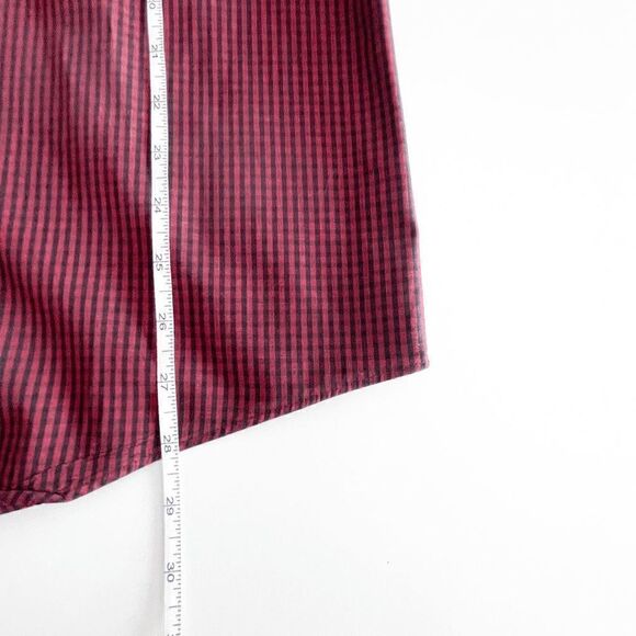 Calvin Klein Mens Button Down Shirt Micro Checkered Regular Fit Red Black 16 - Picture 7 of 9